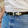 Mens Belt Black Leather Buckle .