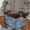 Men S Belt Brown Leather Silver Buckle Western