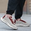 Gray Checkered Running Sneakers Unisex Mesh Tech Performance